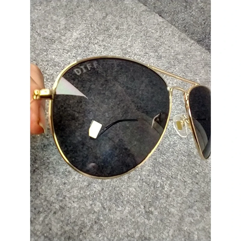 DIFF Eyewear Cruz Aviator Sunglasses Gold Grey GD-GR 186 58-16-145 With Case